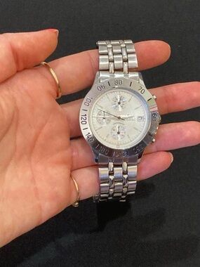 Croton Silver Stainless Steel Chronograph Watch with White Dial